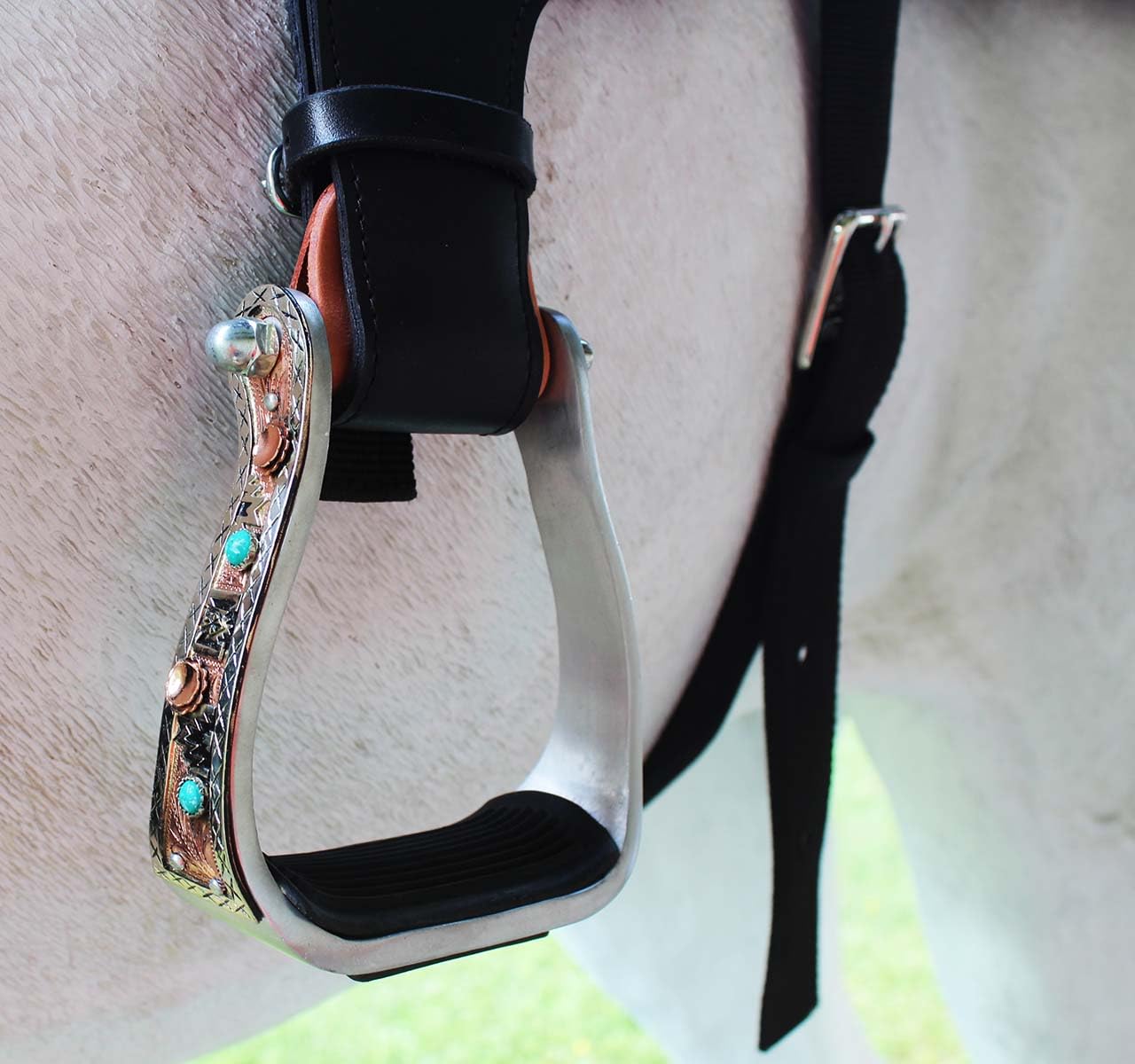 Generic Rainbow Gloss Safety Flexible Stirrups Bending Horse Riding S/Steel Stirrup (4