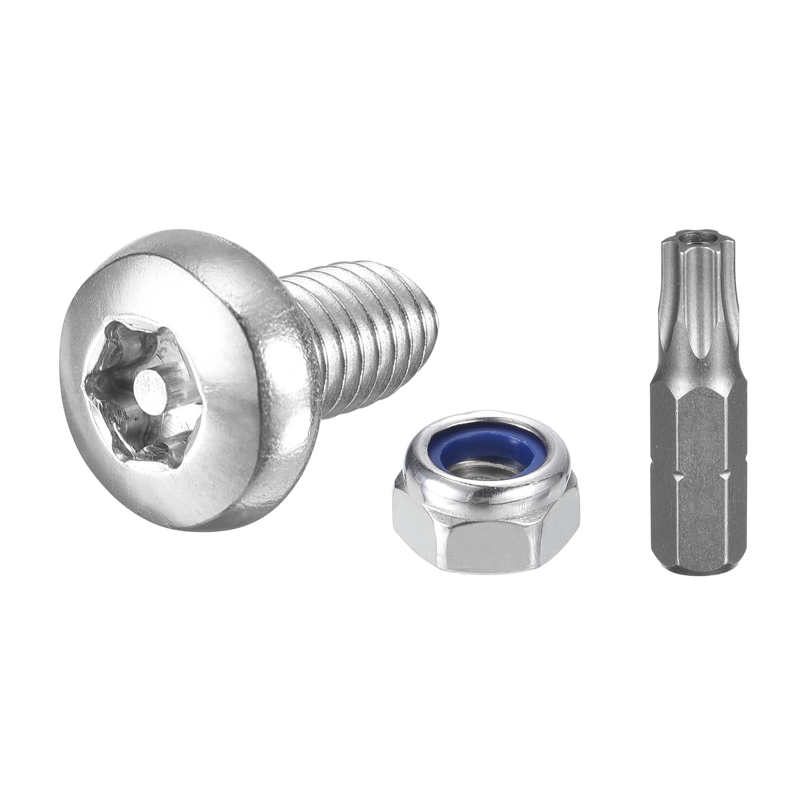 DTGN M6x12mm Pan Head Torx Security Screws - 90Pack - Good for Machinery - 304 Stainless Steel Tamper Proof Fasteners & Locknuts and a Torx Drive Bit - Silver Tone โ image 1