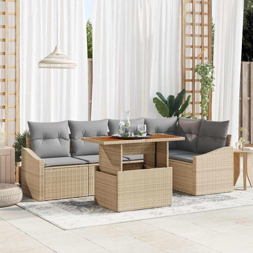 Set di 6 tavolini da giardino in polyrattan, con contenitore