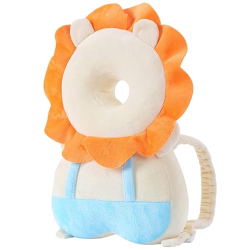 Protector de cabeza para andador de bebé, ajustable, mochila de protección para la cabeza del bebé, almohadilla de seguridad (león blanco)