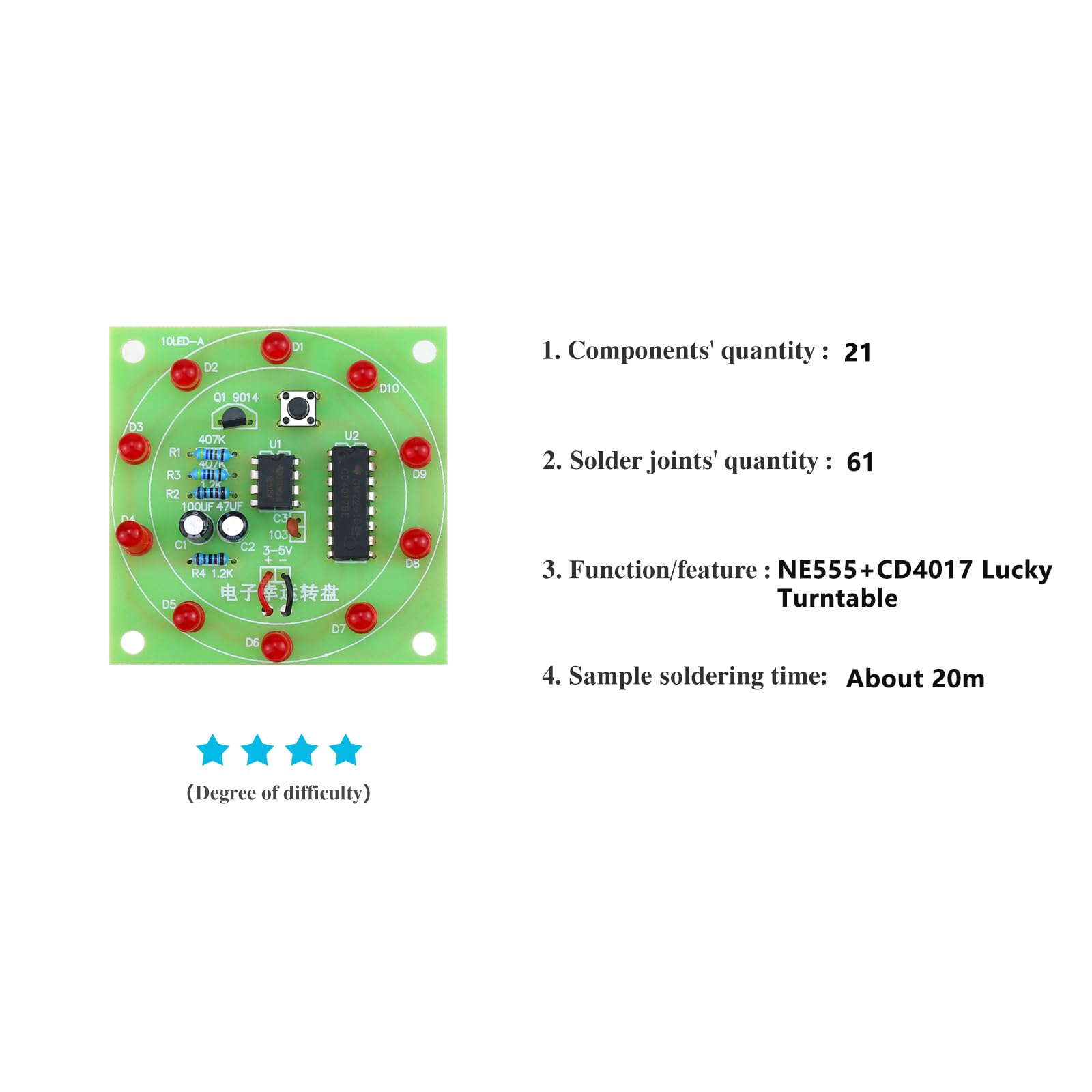 YIDAB Soldering Practice Kit 5 DIY Electronics Projects Soldering Kit DIY Tesla Coil Simple Welding Skills Plug-in Circuit Kit Learn Soldering Kit for Beginners (01TSL5-1)