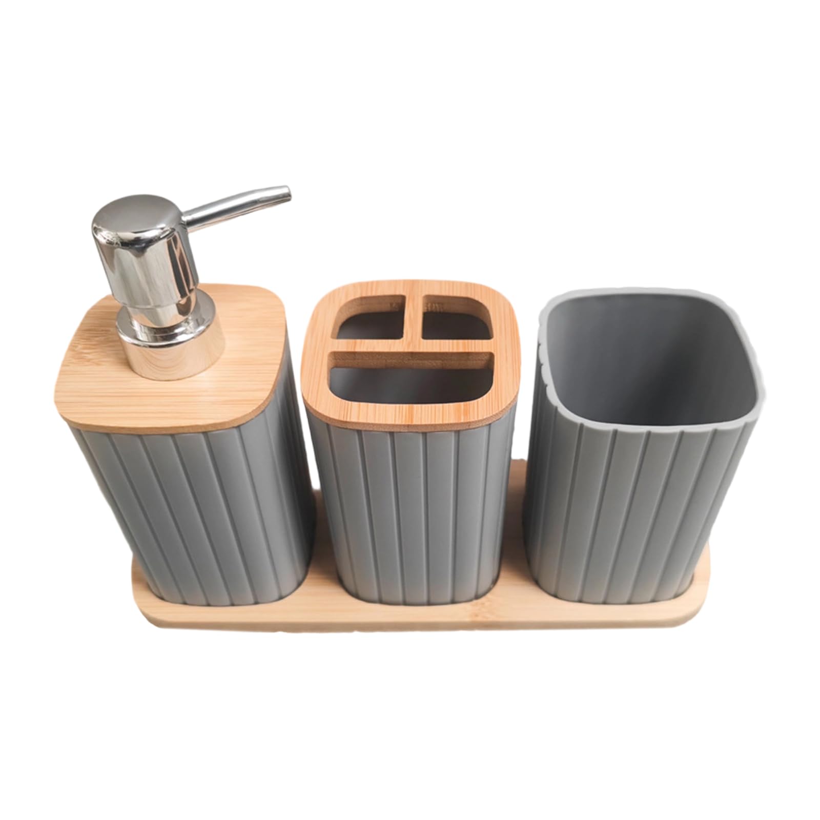 APGLSXY 4Piece Bathroom Set Durability Construction Includes Liquid Hand Soap Dispenser Bottle Toothbrush Holder Cup Bathroom Storage Set