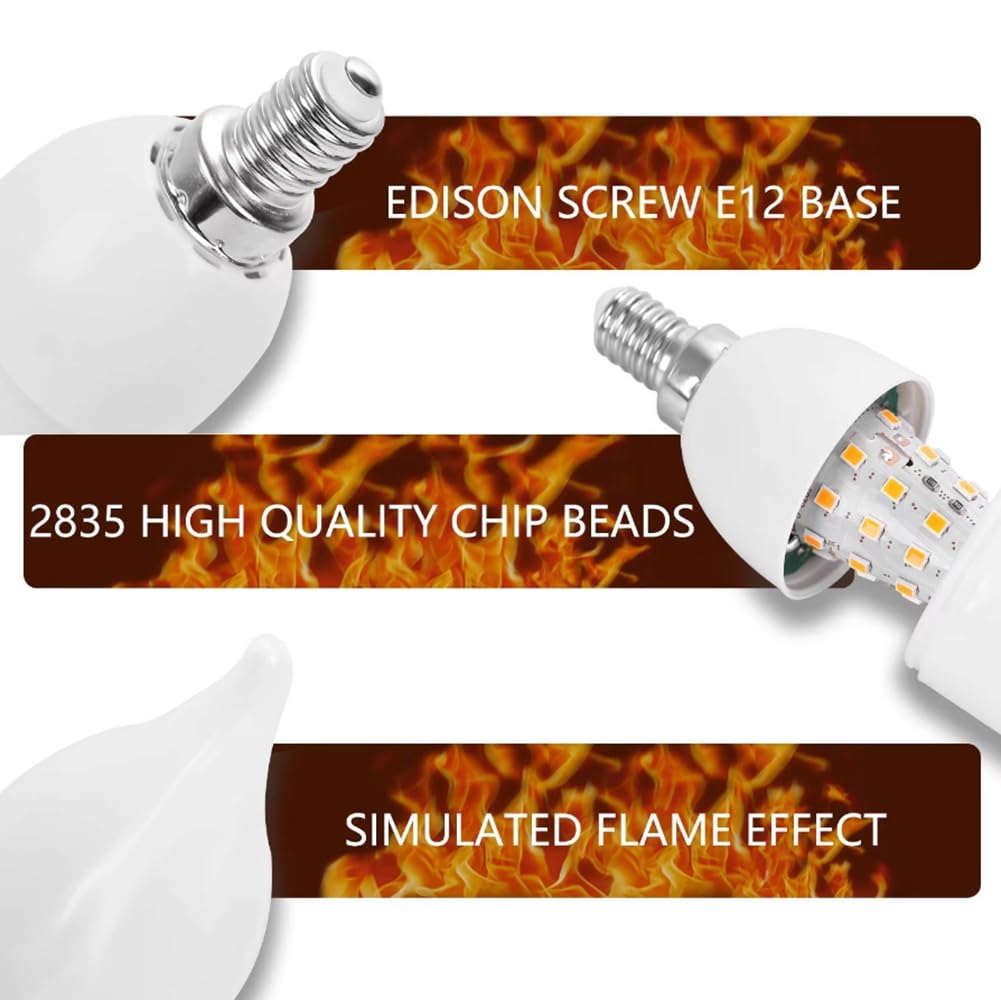 6Pcs E14 LED Simulato Fiamma Lampadine 85-265V Lampada di Mais Sfarfallio LED Candela Luce Fiamma Dinamica Effetto Fiamma per La Luce Domestica