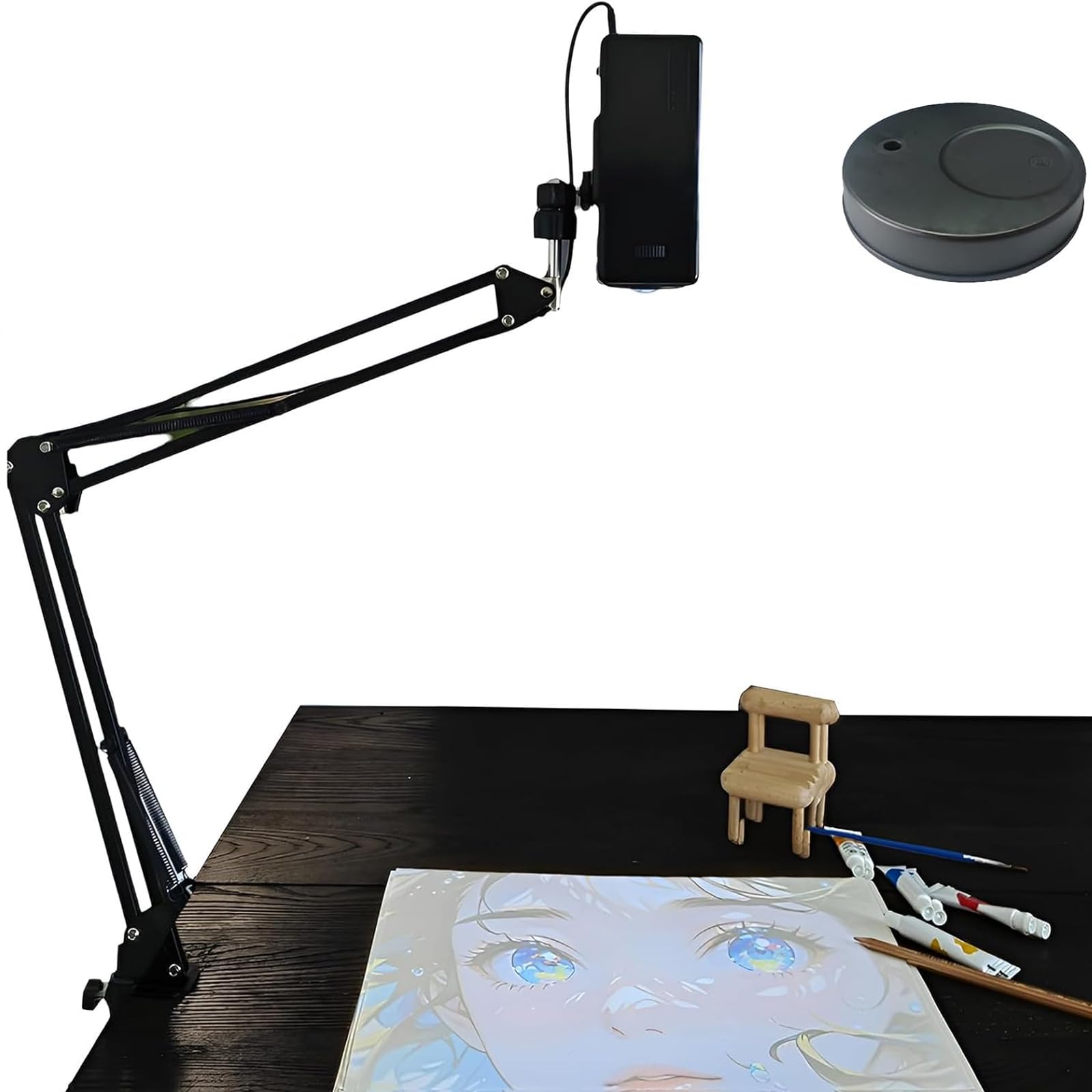 Art Projektor Zum Zeichnen & Abpausen, Smart Sketcher Mit 360° Rotierendem Ständer & Keystone-Korrektur, Hochauflösender Projektor Für Leinwand, Wandbilder & Kuchen Dekoration Machine+Base