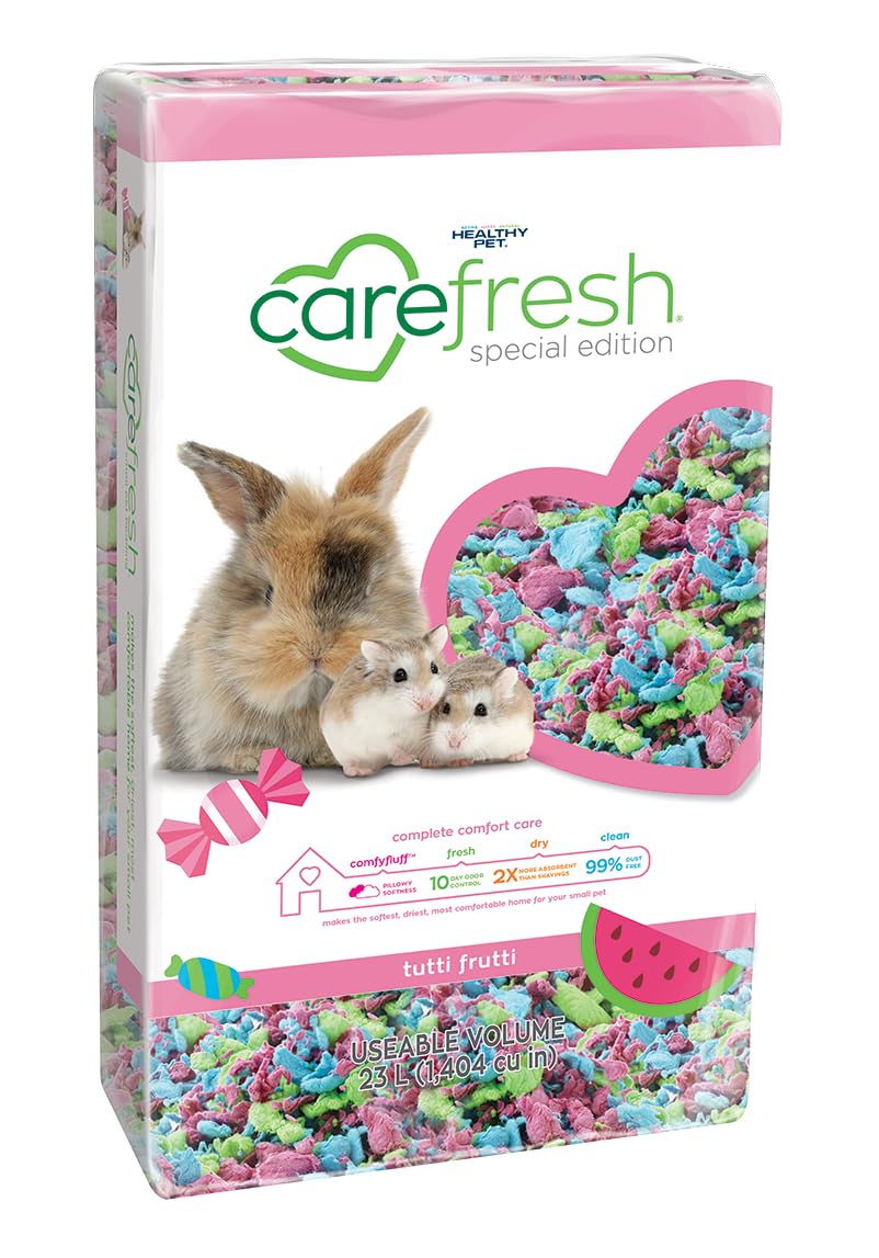 carefresh 99% Dust-Free Tutti Frutti Natural Paper Small Pet Bedding with Odor Control, 23 L