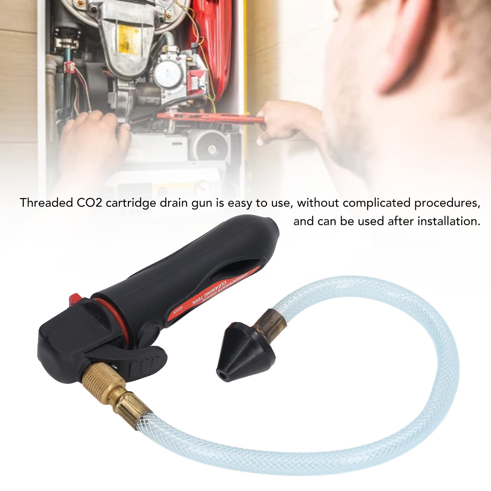 Pistola de drenaje Gallo con cartucho de CO2 roscado, limpiador Blaster para líneas de condensado de A/C, kit de apertura Blaster para limpiador de aire acondicionado
