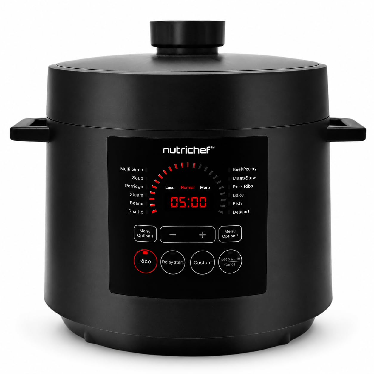 NutriChef Multikocher 5,7 L Elektrischer Schnellkochtopf, 9 Programme, Digitaler Druckkocher, Reiskocher  Dampfgarer, Schwarz