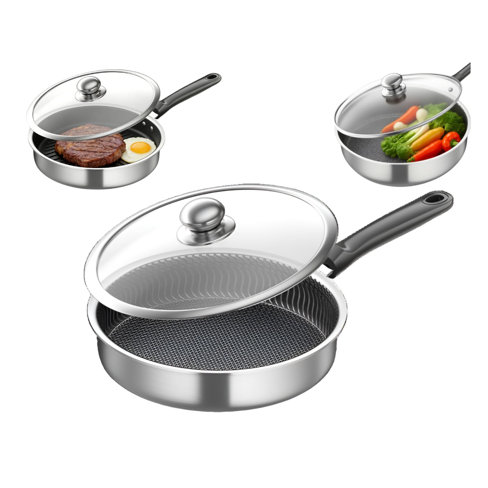 Amazon | [Snughom]ステンレス鋼フライパン【職人の手作り ミシュラン