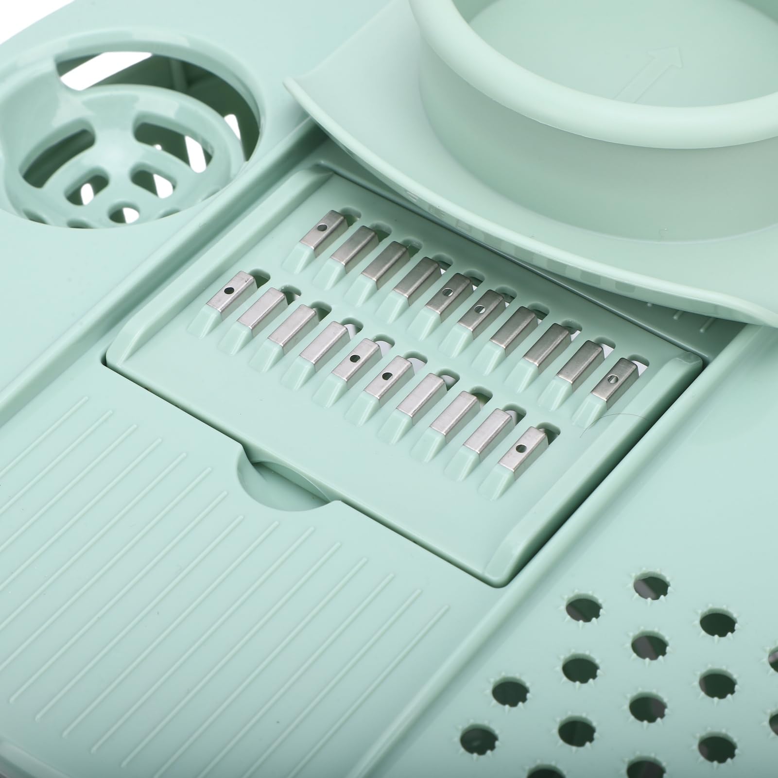 Aramox Ensalada, Secador de Verduras de Acero Inoxidable ABS PP de 5,3 Cuartos de Galón con 5 Cuchillas, Tazón para Triturar en Seco, Secador Manual para Preparación de Ensaladas, Uso en la Cocina