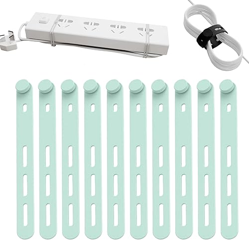 Miniatura 8 de Sujetacables de silicona reutilizables, organizador de cables ajustable para auriculares, cargador de teléfono, cables de computadora, hogar, Negro