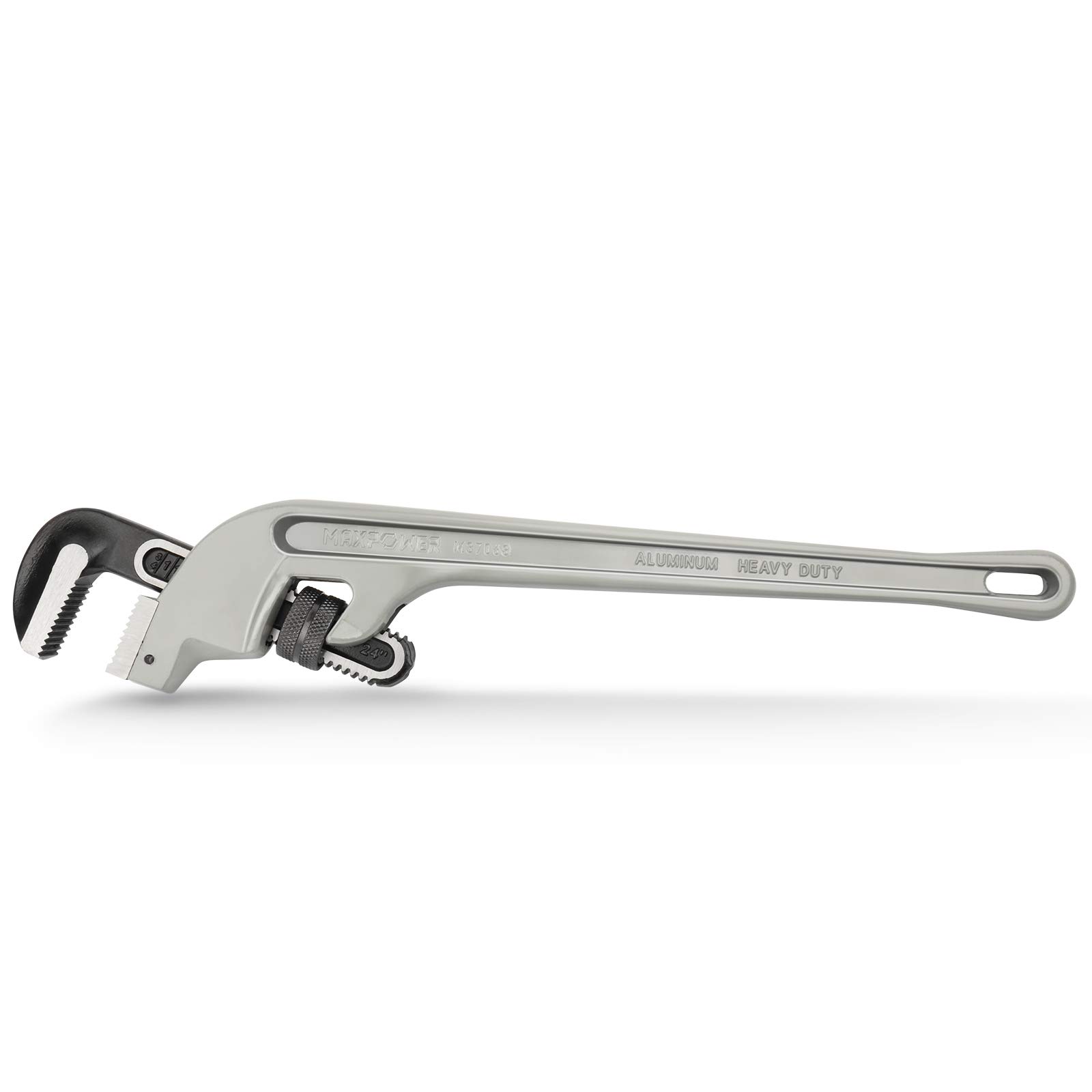 MAXPOWER 24-Inch Offset Pipe Wrench, 40% Lighter Alumimum Plumbing Wrench Clamping Capacity Up to 70mm