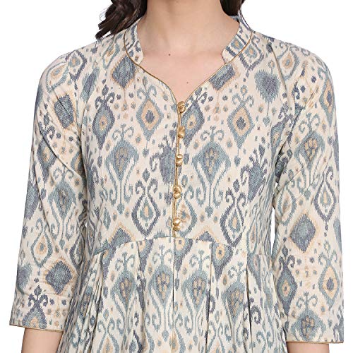 Image of Rapsodia Women Abstract Printed Cotton Short Kurta (Off White)