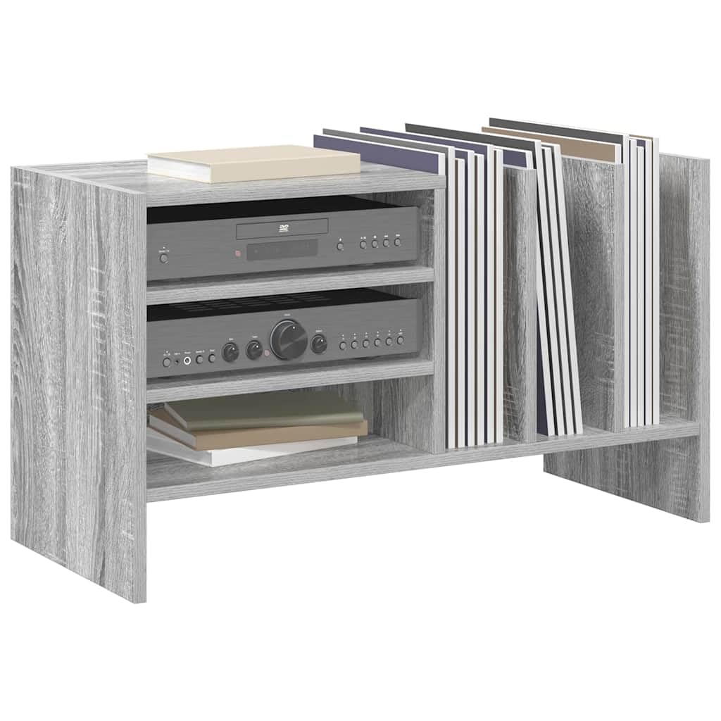 Armario para discos de vinilo con estante, madera Sonoma gris, 78,5 x 35 x 45 cm, 6 estantes, mueble multimedia, salón, aparador para vinilo y CD