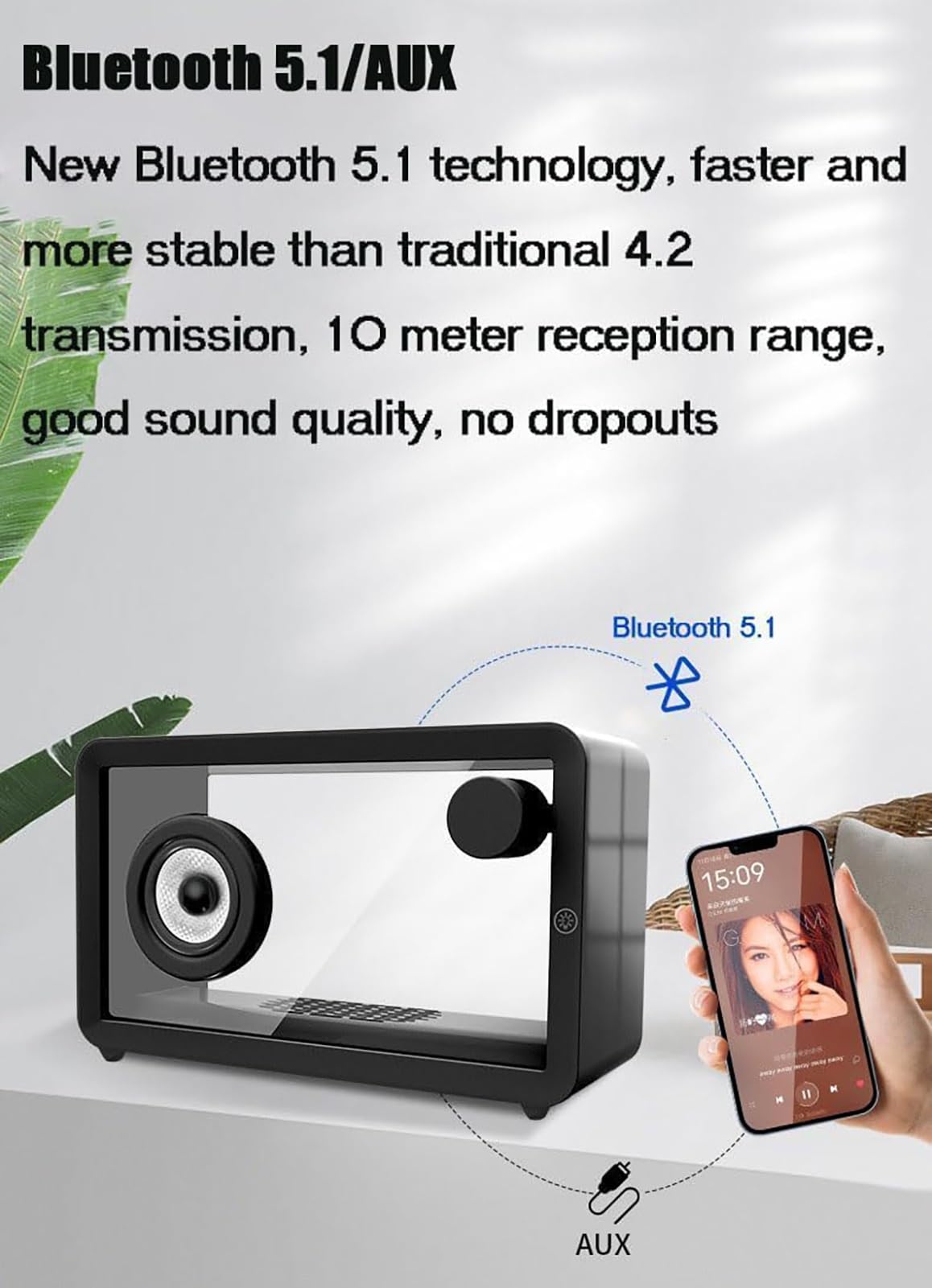 Przenośny Bezprzewodowy Głośnik Bluetooth Odbiornik Stereo Siedmiokolorowy Głośnik Nadaje Się Do Prezentu Urodzinowego W Domu/imprezie/na Świeżym Powietrzu/plaży(White)