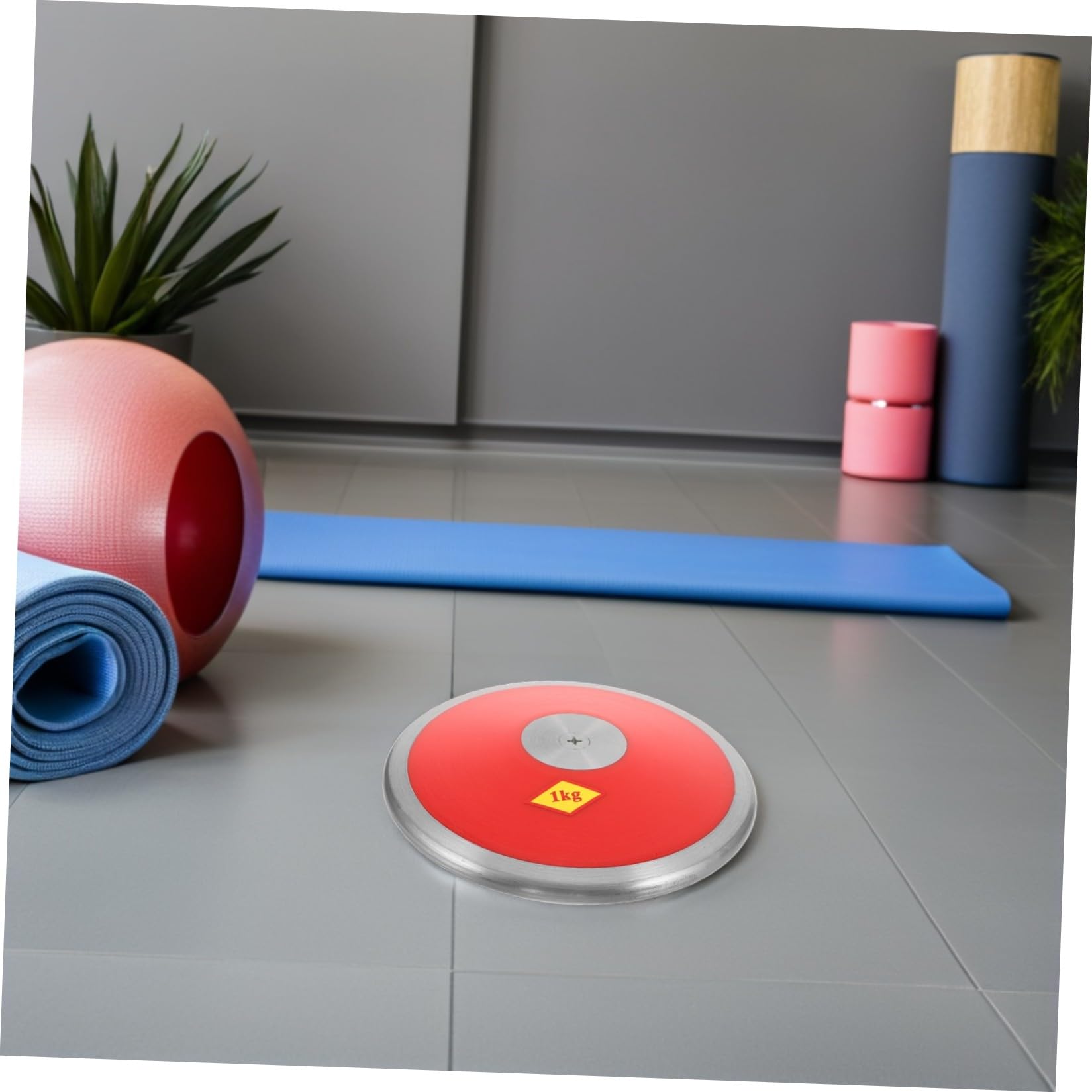 Beavorty Disco de Atletismo de Entrenamiento 1kg Acero y Nylon Rojo | Textura de Agarre Mejorada, Distribución Uniforme del Peso, para Gimnasio y Pista