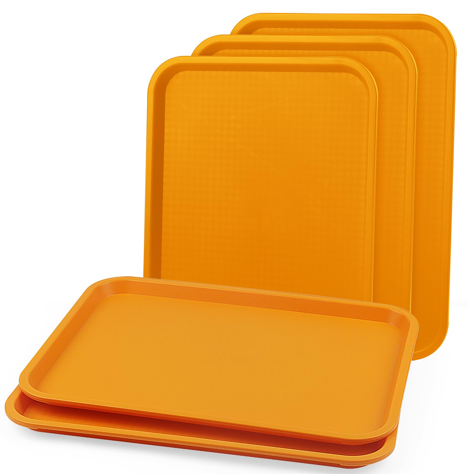 Lexinin Yellow 5 Pack Large Plastic Fast Food Trays, 16 X 12 Inch Plastic Serving Dinner Trays For Drinks, Food, Restaurant, 41 X 30Cm