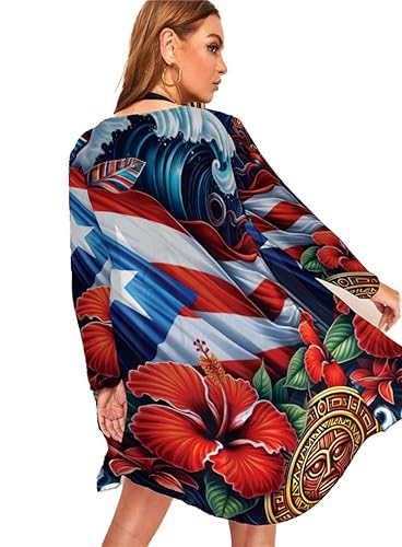 Puerto Rico Flag Frog Tropical Beach Kimono, Puerto Rico Swimming