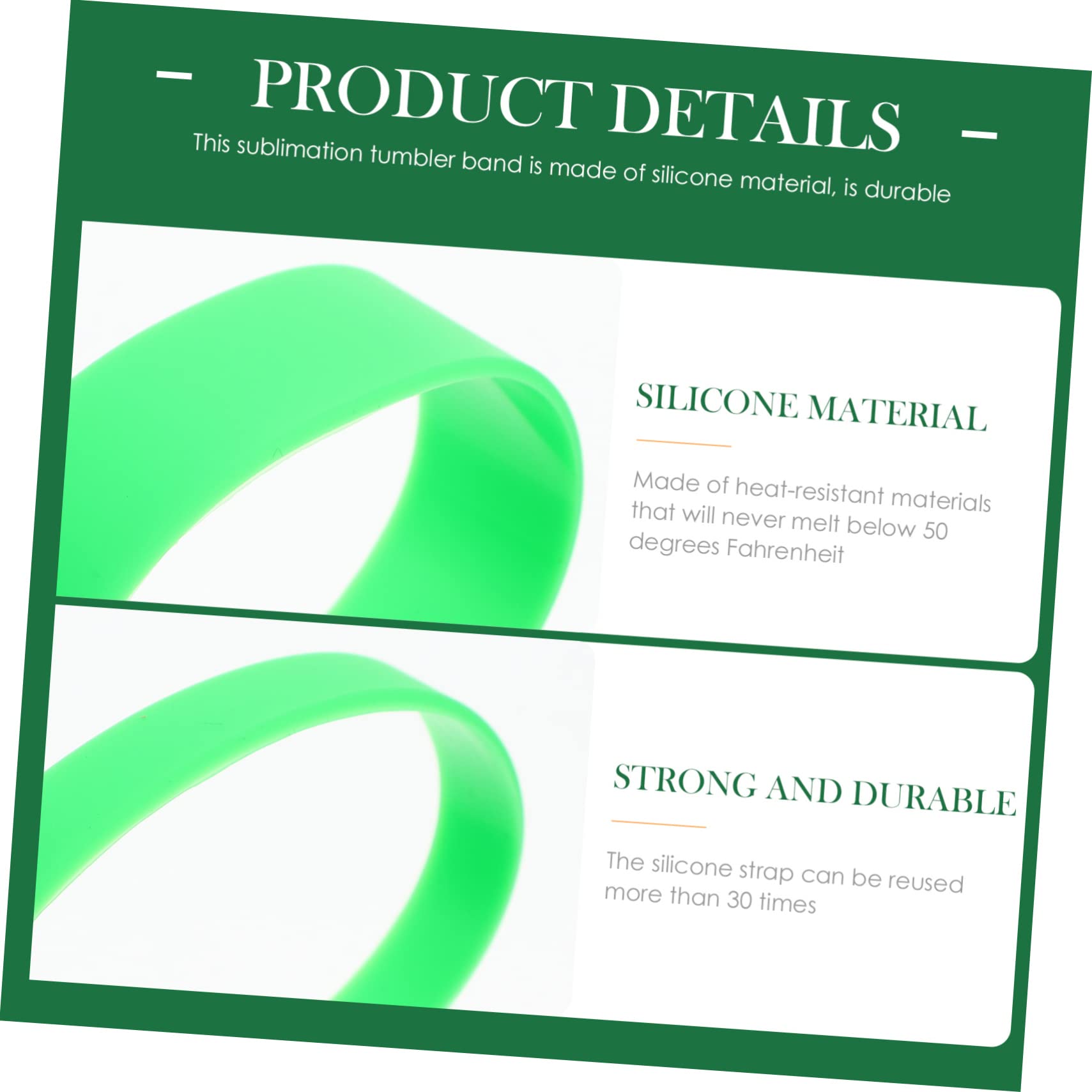 Lot De 6 Bandes élastiques En Silicone Pour Gobelet De Sublimation - Porte-papier Pour Emballage De Bouteilles D'eau, Tasses, Réduction Des Images Fantômes (20 Cm, Vert