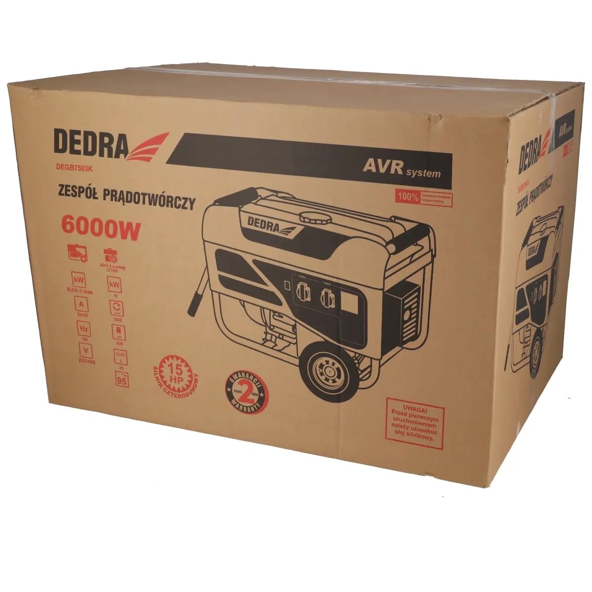 Stromgenerator, Stromaggregat DEDRA max. Leistung 6,5kW 6000W, 420cm³ Motor Kupfermotorwicklung, 1x400V, 1x230V Notstromversorgung, in Haushalten, Gärten, auf Campingplätzen oder für andere Arbeiten