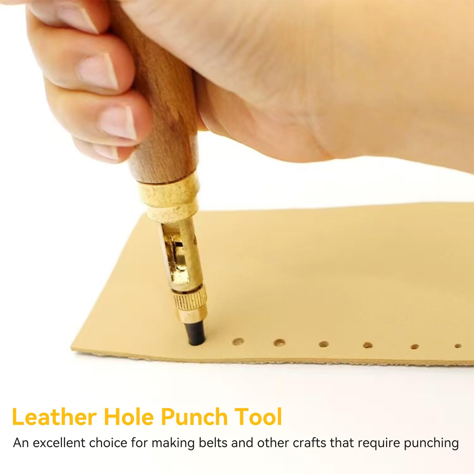 Ensemble Poinçons Vis Japonais Réglables FINGERINSPIRE - Outils Cuir Bois Laiton Avec Règle Et Perforateurs