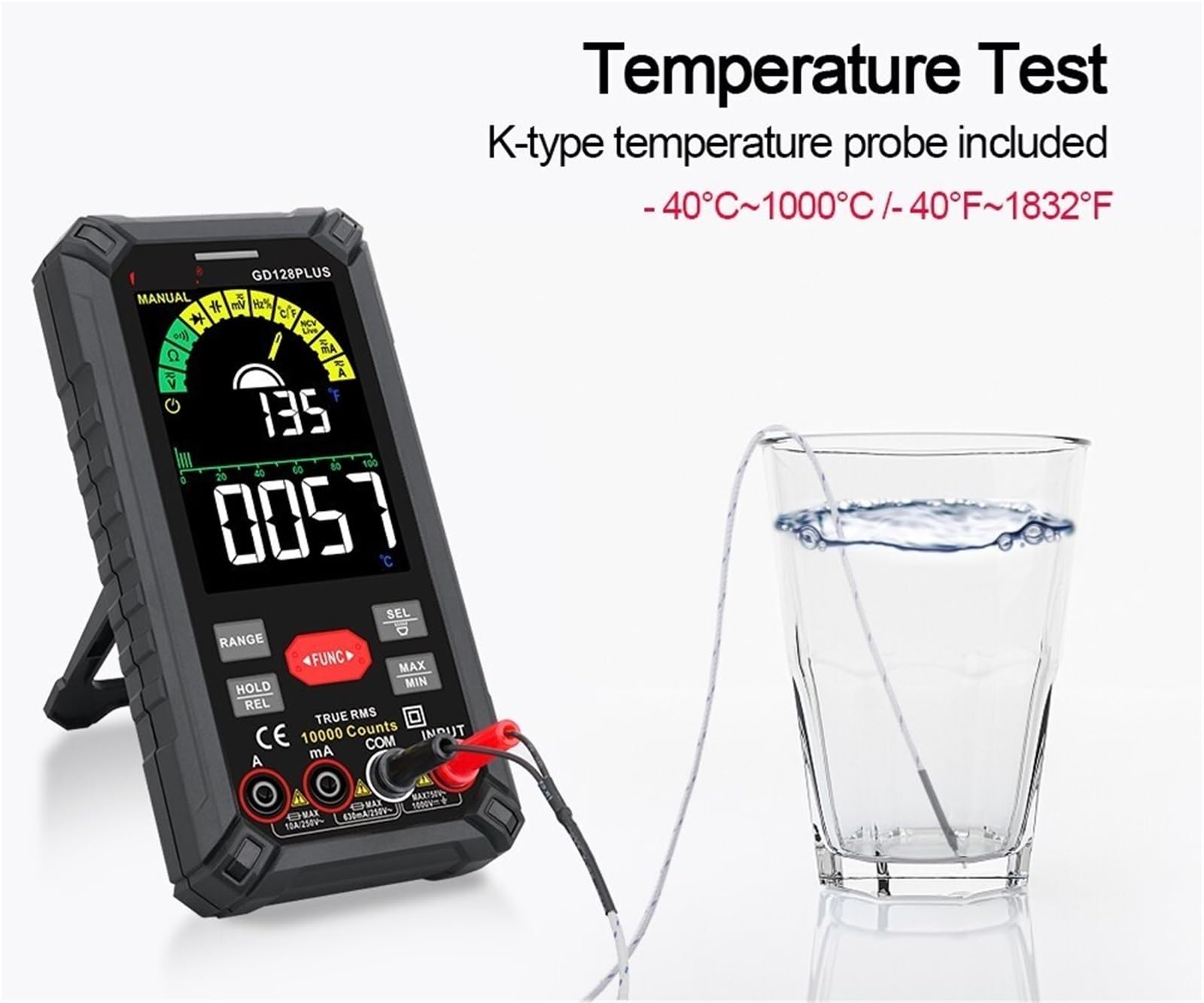 Multimetr cyfrowy, Inteligentny akumulatorowy cyfrowy multimetr True RMS 9999 zliczeń 1000 V 10 ADC AC napięcie prądu multimetr kolorowy LCD multitester