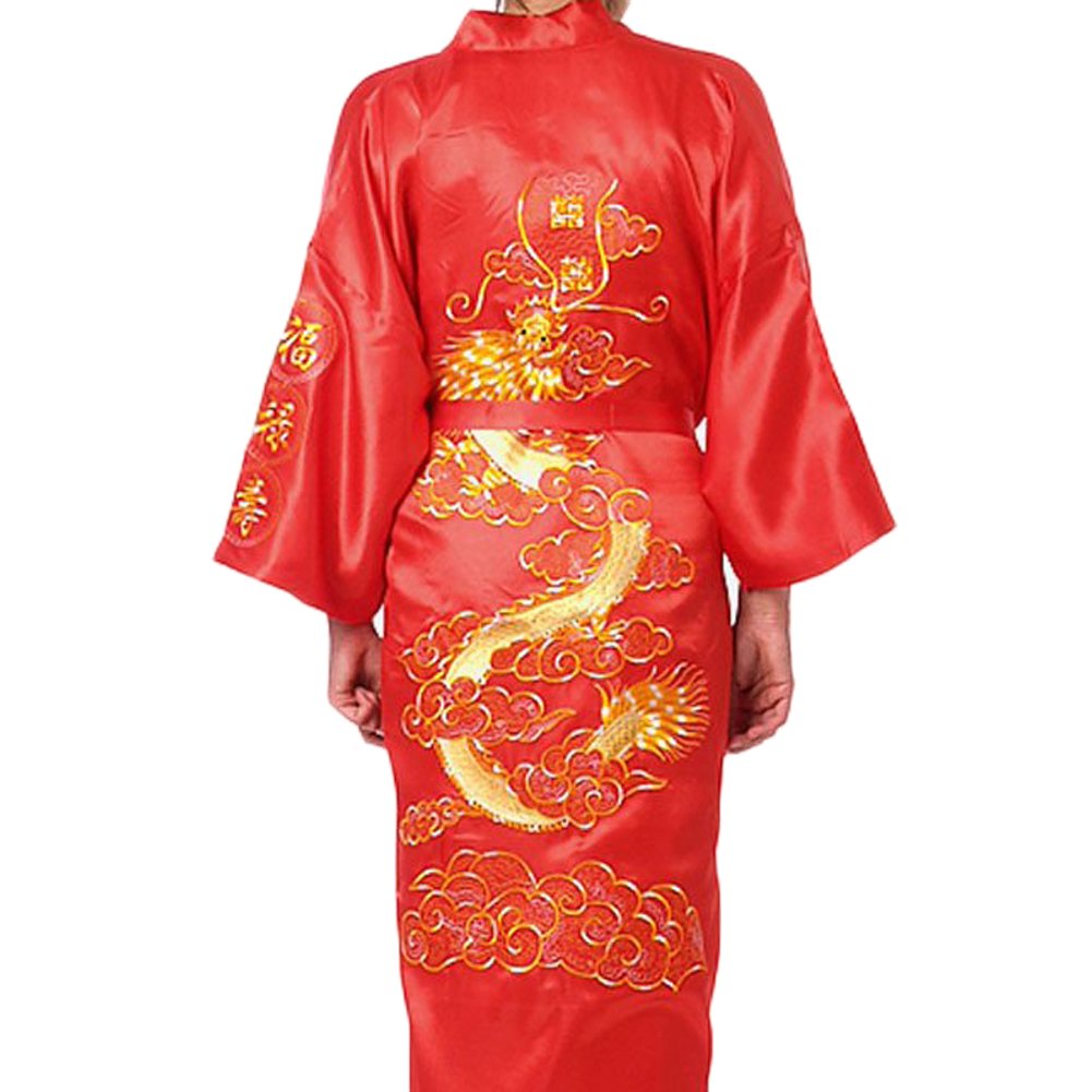 men's embroidered silk robe