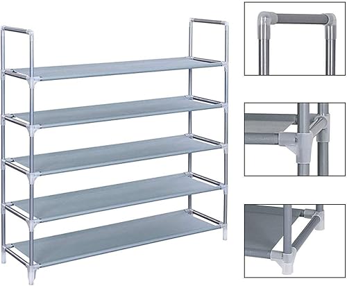 Miniatura 3 de Simply-Me Zapatero de 5 niveles con combinación de zapateros, estante organizador portátil para almacenamiento de zapatos, estante para el hogar,