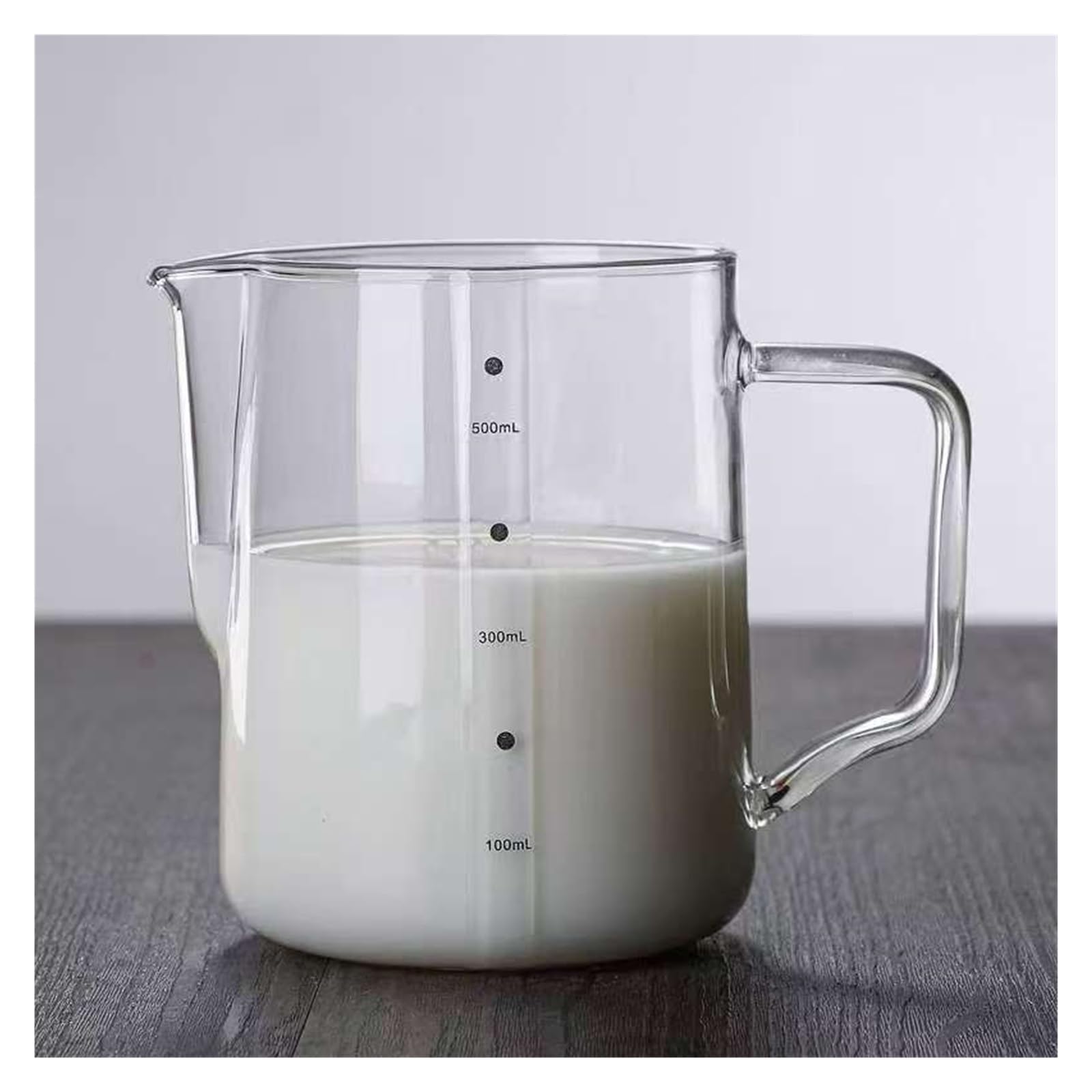 Taza De Vidrio Transparente For Latte Art Con Escala, Taza Especial For Espumar Leche, Tarro De Café Latte Art, Taza Medidora Con Boquilla De Cocina(500ML)