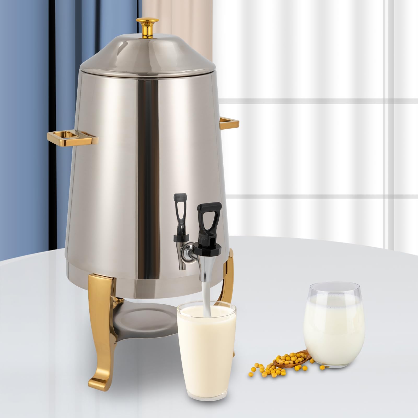 Distributore elettrico per bevande calde, 13 l, in acciaio inox, con vassoio per carburante, per feste, buffet, catering