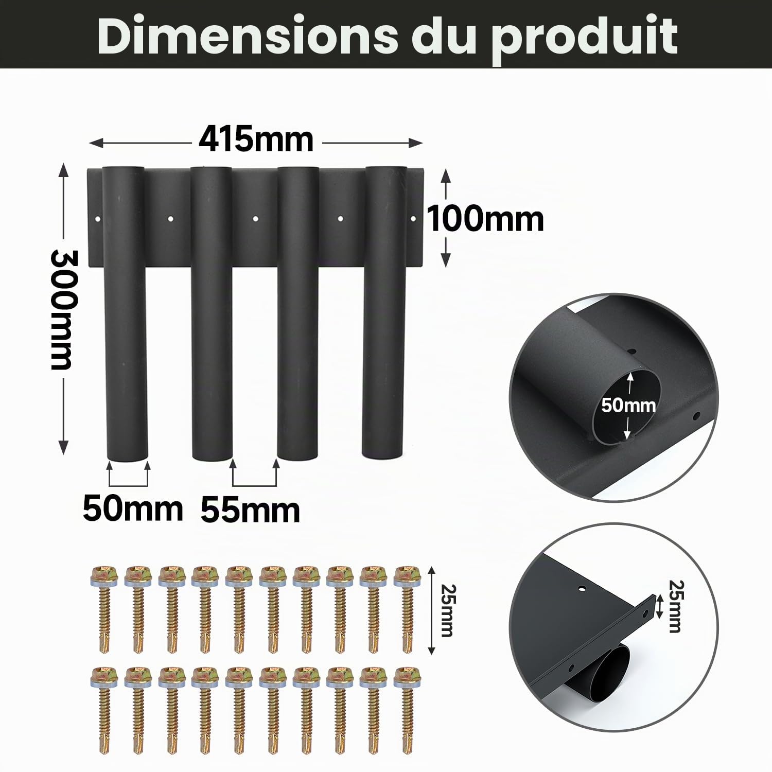 Support de pelle à 8 trous pour camion, support de pelle en métal avec 8 trous en 2 groupes, porte-outils de remorque robuste pour tondeuse, râteau, pelouse, outils à main paysagers