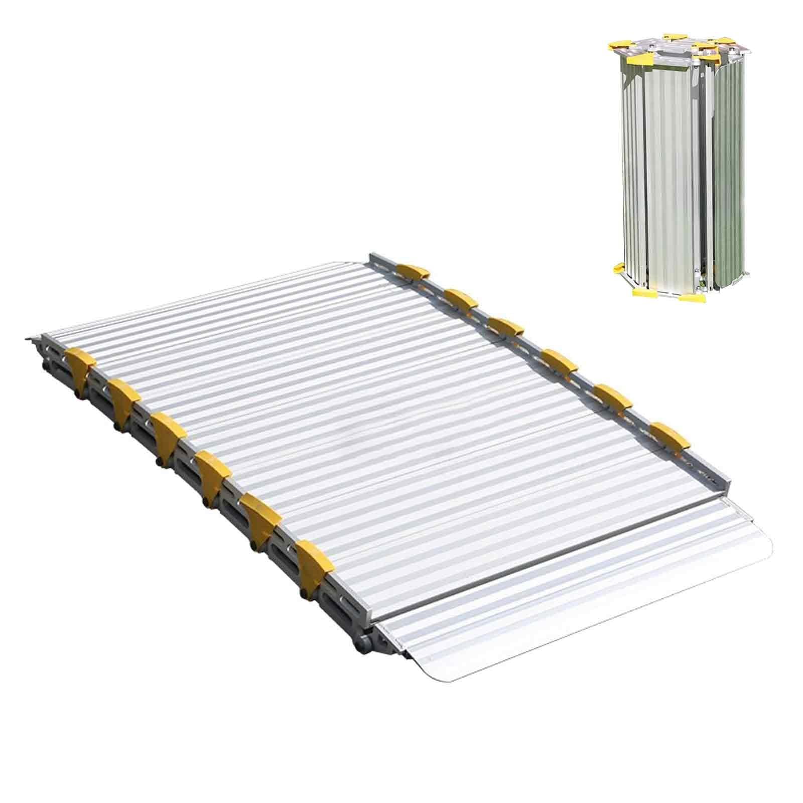 Rampas para Silla de Ruedas para Escalones de Casa de 105cm, 137cm, 167cm y 76cm de Ancho, Rampas para Umbrales de Puertas con Capacidad de 350 a 500 Kg, Aluminio Enrollable(167cm/66in)