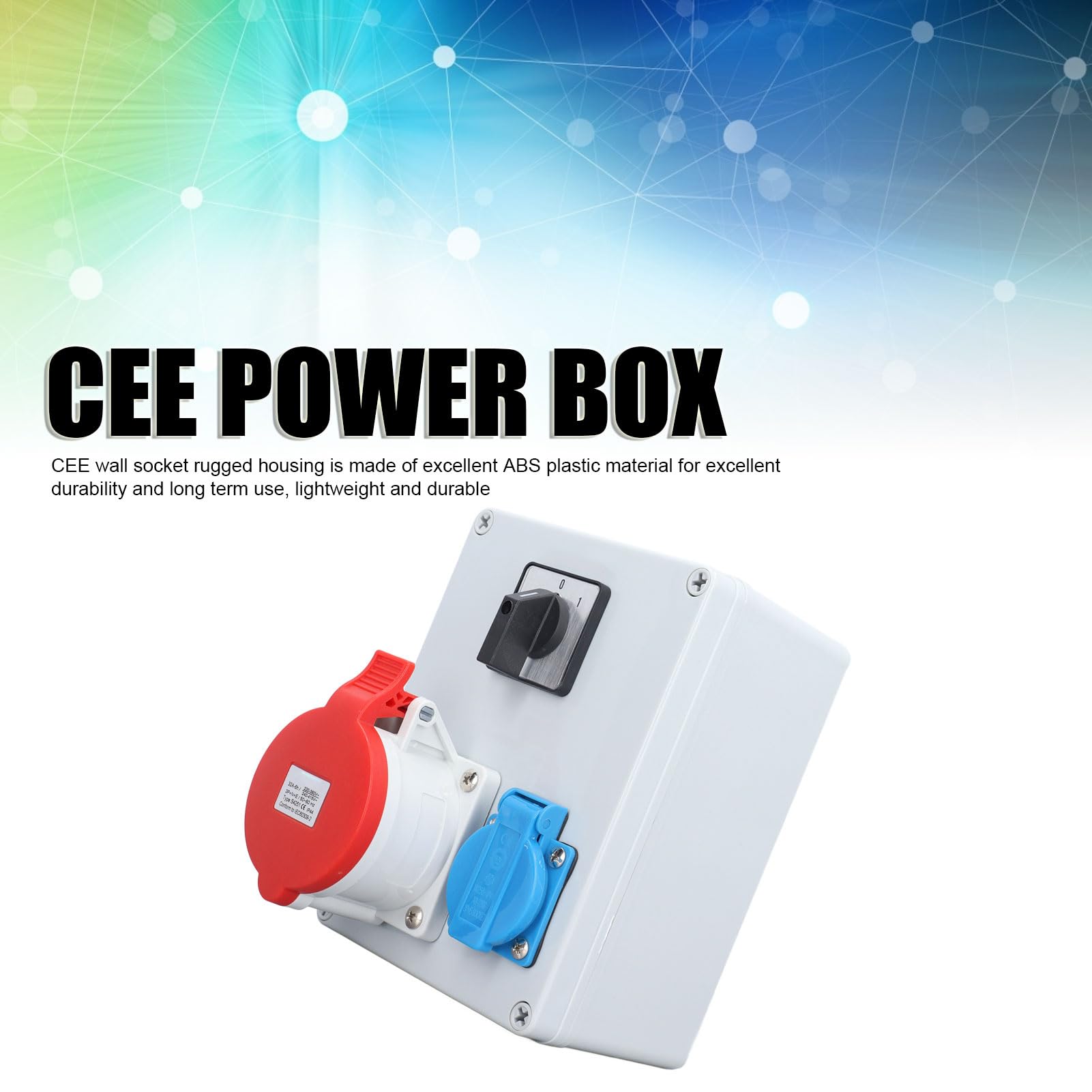 Enchufe de Pared CEE Caja Distribuidora de Energía ABS CEE 5P 32A con Salida EU 16A IP44 Interruptor de Perilla de 2 Niveles a Prueba de Agua para Energía Temporal en Edificios y Uso en