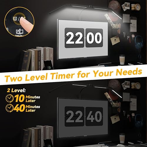 Miniatura 5 de Lámpara de escritorio LED ajustable atenuación continua y control remoto de temperatura de color, cuidado de los ojos, 4 luces brillantes grandes