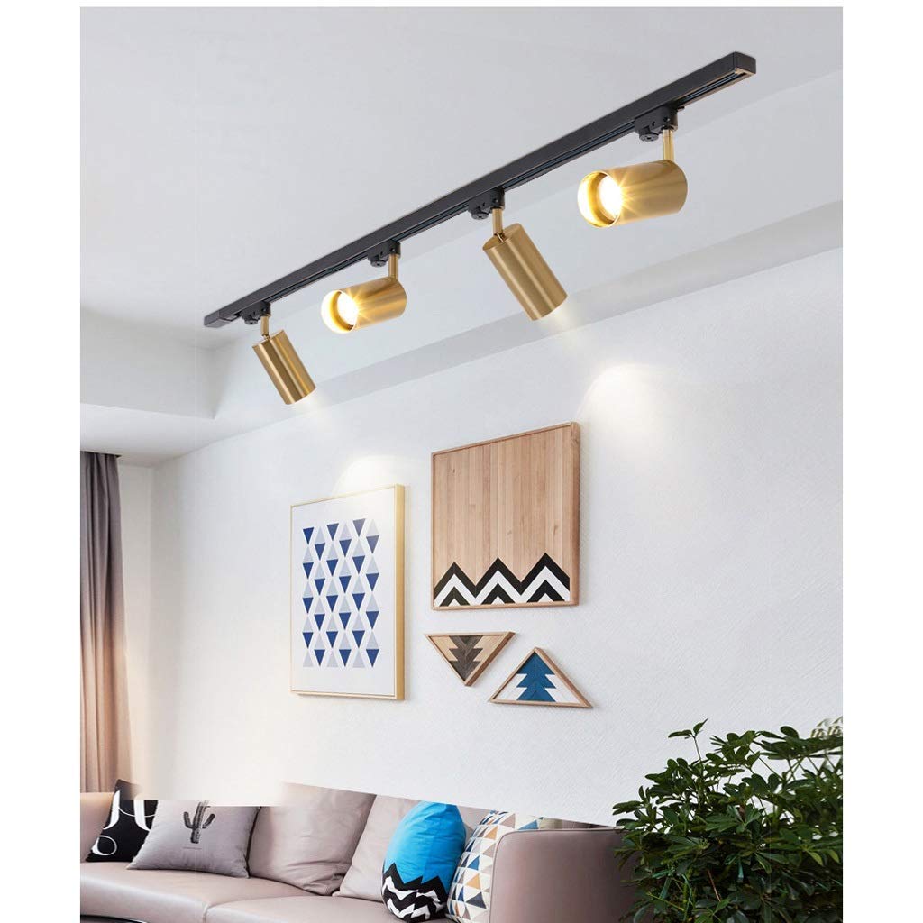 Faretto da Soffitto, Faretti Faretti a Binario a LED Faretti da Parete Rotanti, Ottone, Lampada Singola 5W, Illuminazione Cucina Soggiorno (Colore : 3 Heads, Dimensioni : White Light)