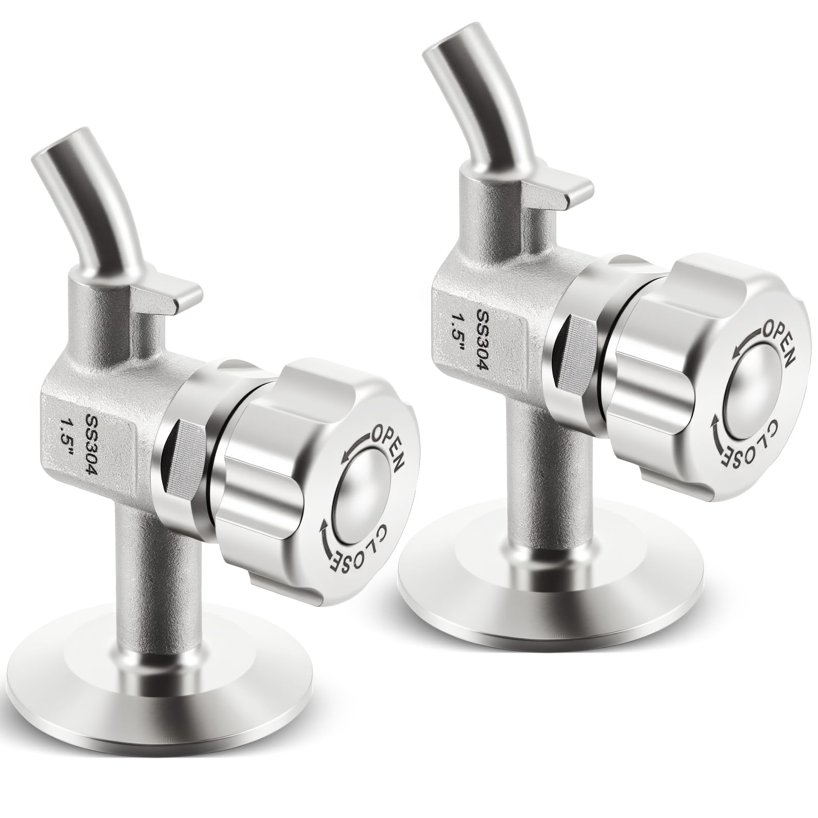 2 Pack 1.5'' SS304 Stainless Sampling Valve Beer Sampling Valve Clamp End for Beer Wine Beverage Milk
