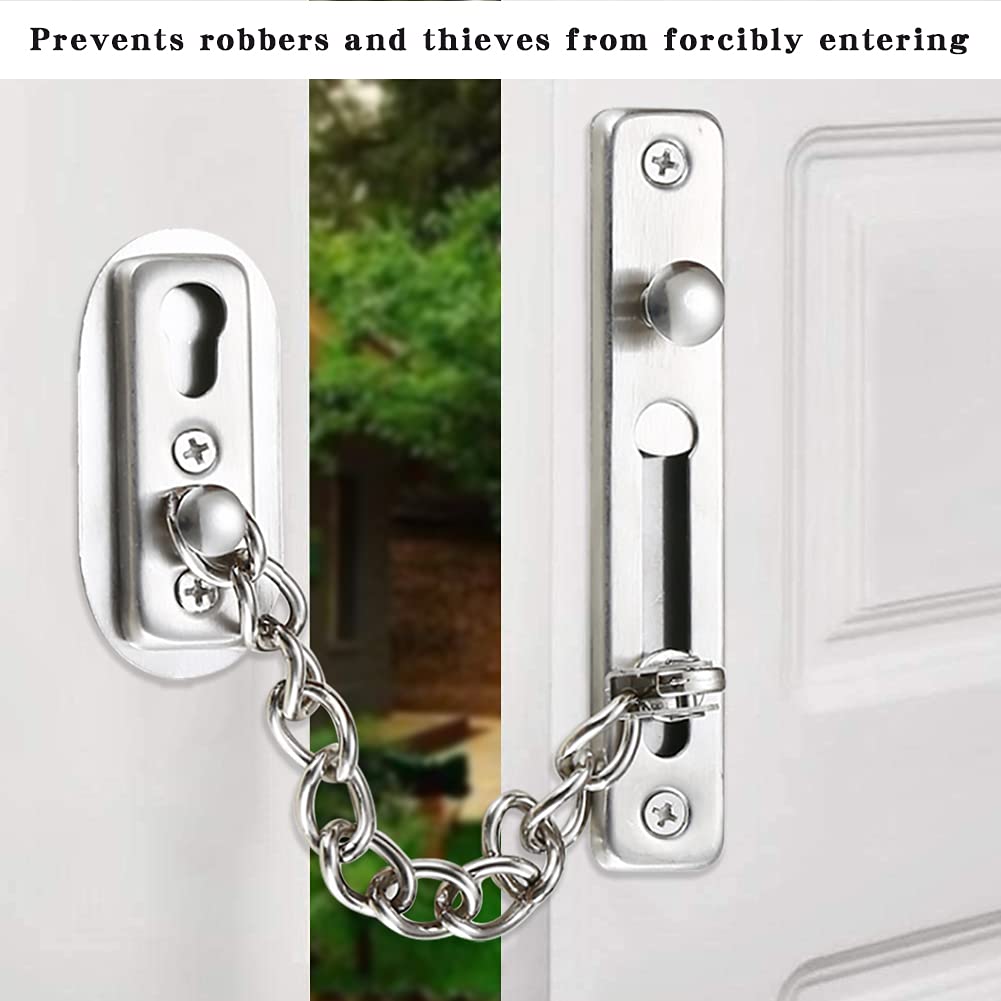 Catena per porta di sicurezza,Catena della porta in acciaio inossidabile 304,Catena porta sicura e affidabile,Fornisce Sicurezza Sulle Porte Residenziali e Degli Appartamenti