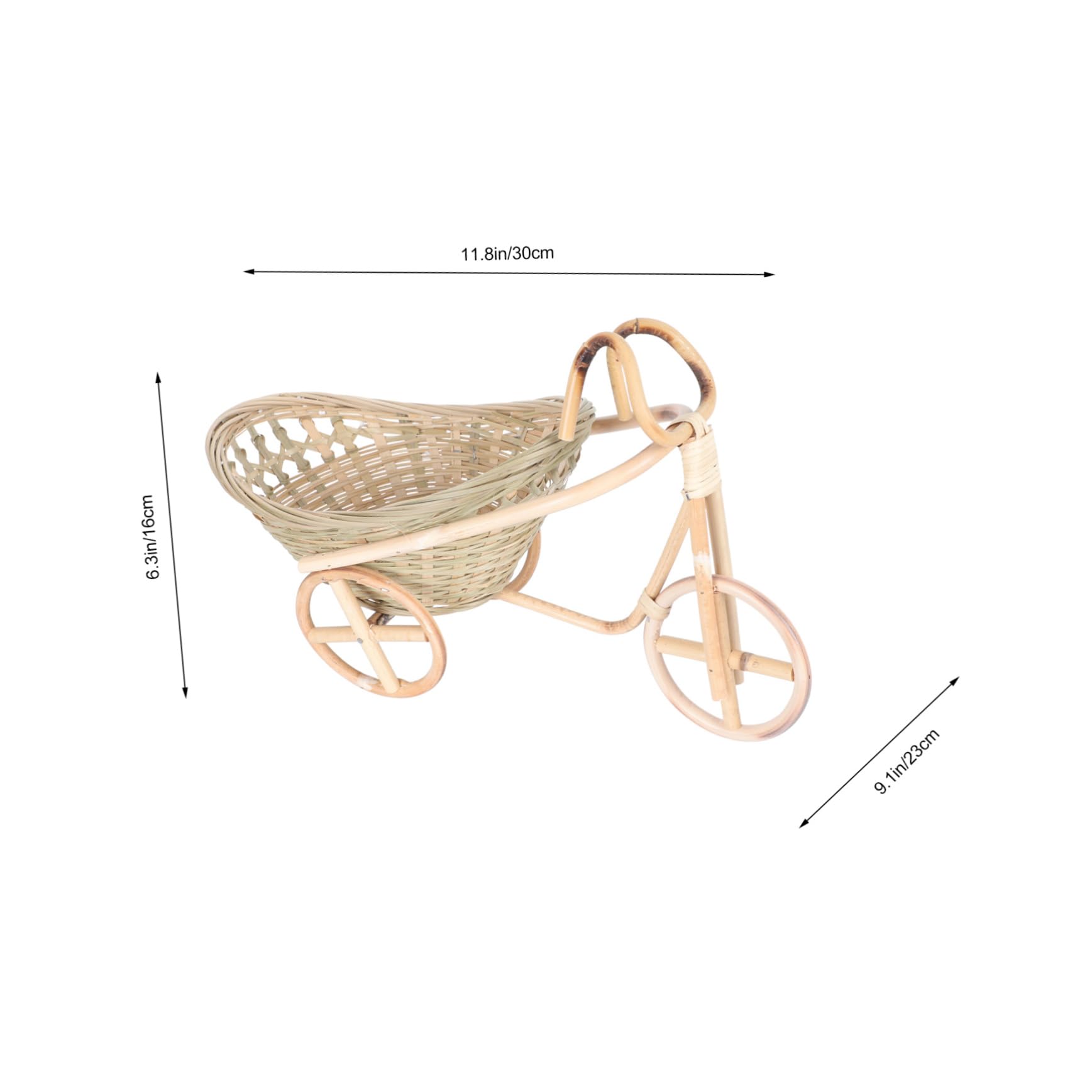 VINTORKY 1Pc Woven Tricycle Basket Unique Food Server for Fruits Vegetables Snacks Hand Woven Kitchen Organizer for Home Bakery Food Store Decorative Dinning Decor