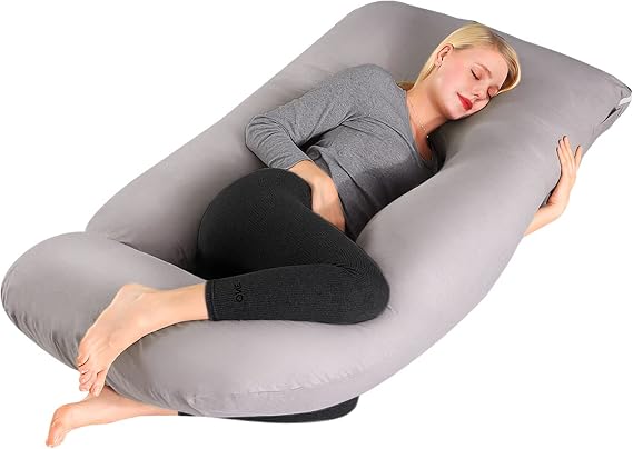 Lannvan Grand Coussin de Grossesse et d'Allaitement Forme J en Coton Respirant