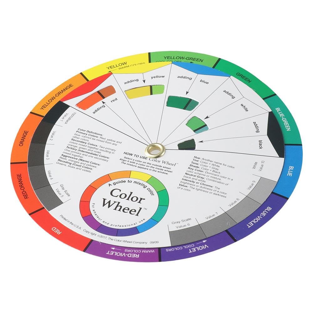 HOBBYIN Plate Casters,Basic Color Spectrum 14cm Paper Card Color Chromatic Circle Round Pocket Guide Color Wheel Card