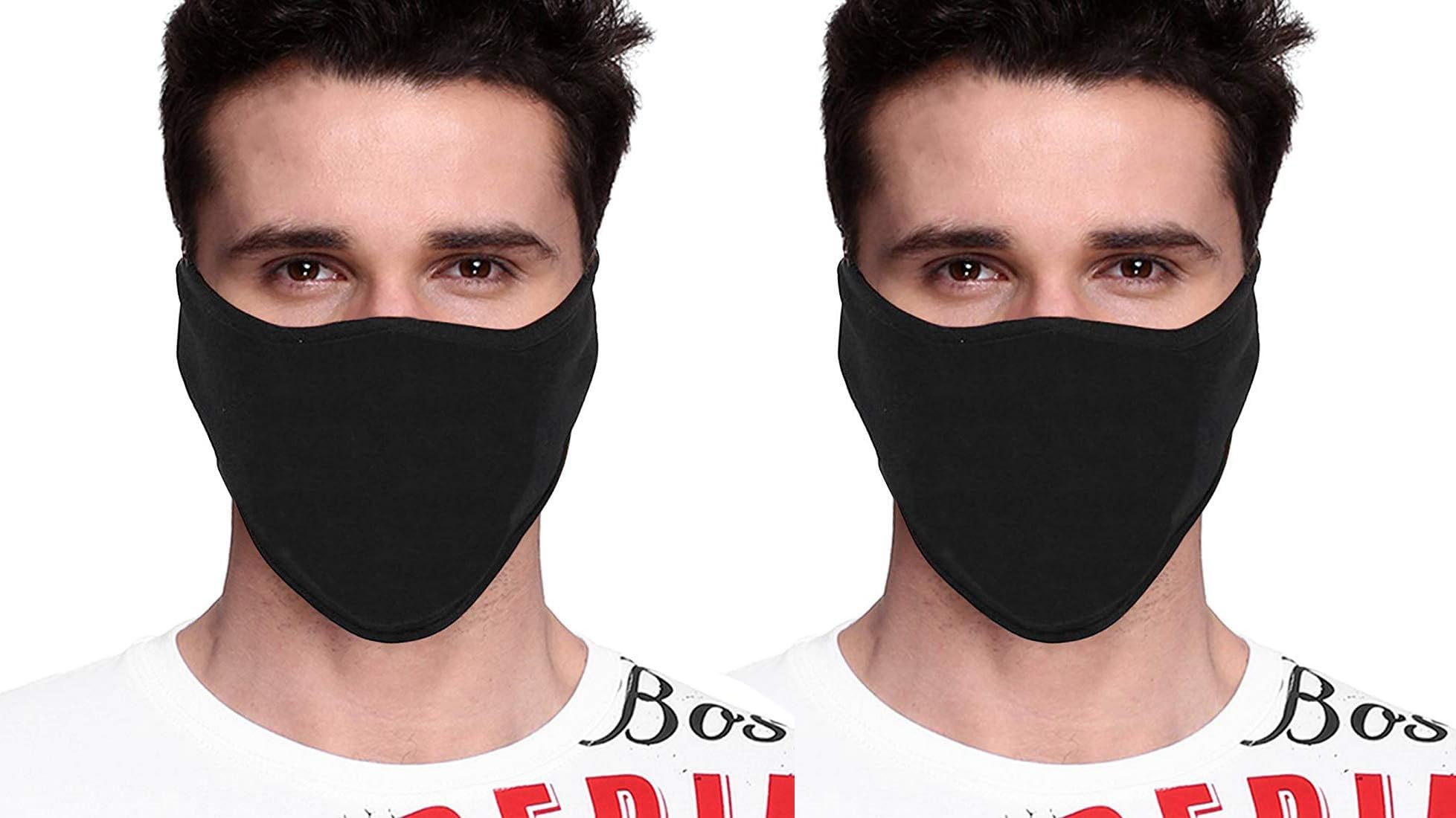 Men Pro Cotton Fabric Bike Riding Washable Reusable Dust Protection Cover Face Mask For Men Women Balaclava Neck Gaiter pack of 2pcs mask (Mask-Ninja-Plain-2pcs)
