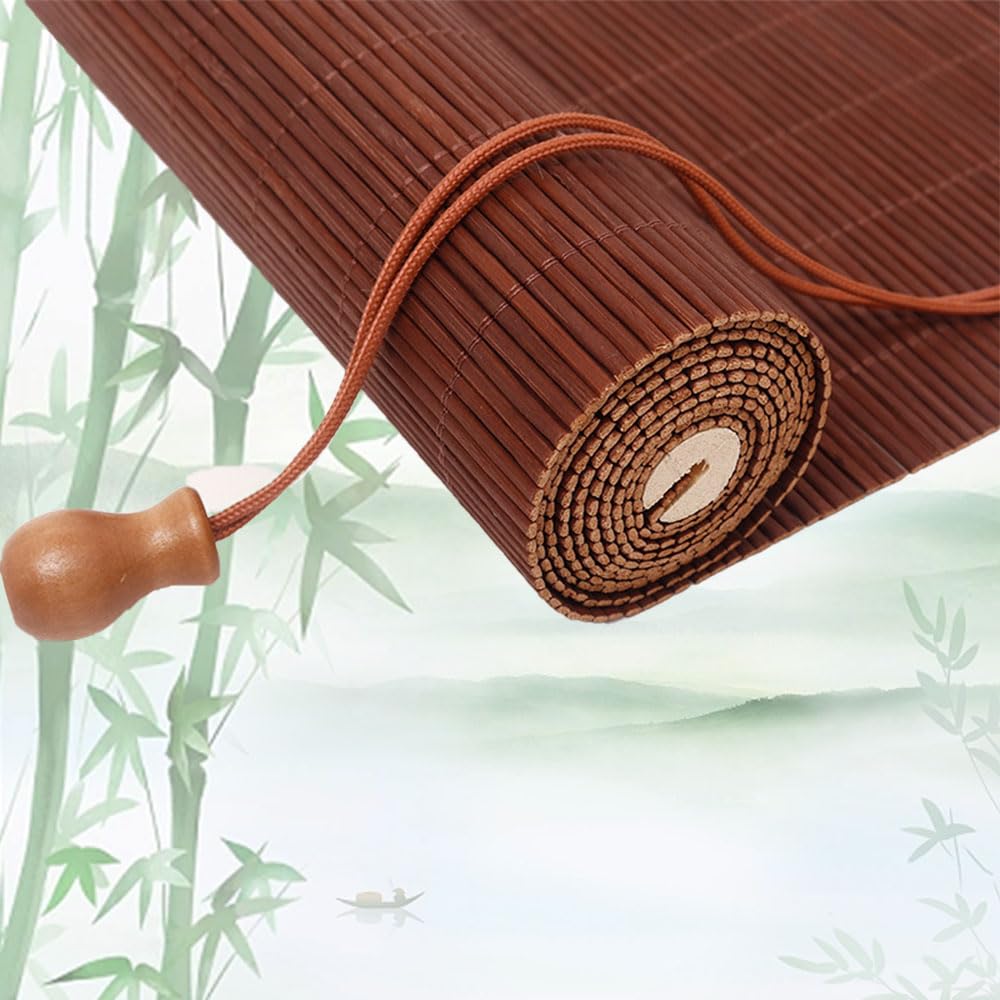 JFOZDM Bamboo Blinds, Bamboo Roller Blinds, Bamboo Blinds for Windows, Bamboo Shades for Windows, Custom Size, Bamboo Blinds for Indoor, Courtyard Garden, Balcony, Terrace, Outdoor Places