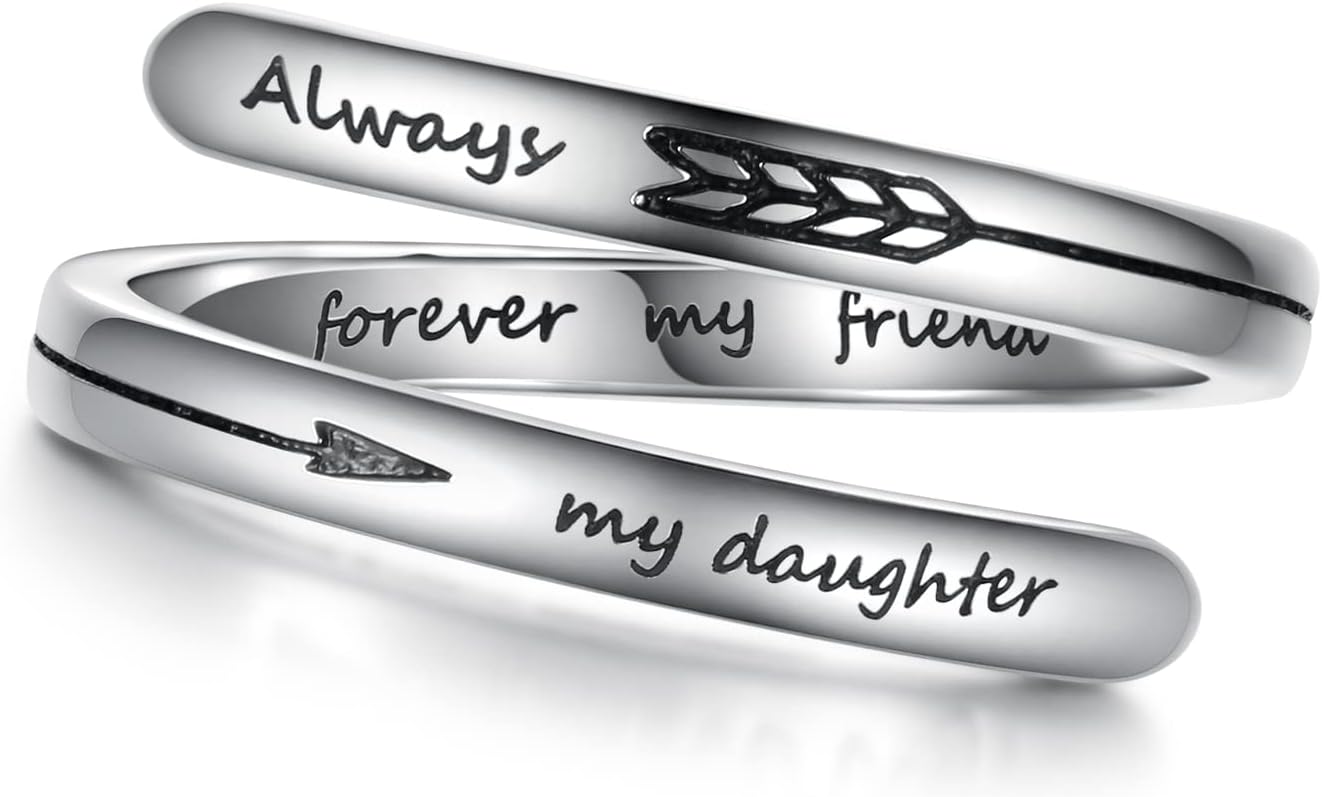 APOTIE Sterling Silver Inspirational Adjustable Rings Birthday Graduation Jewelry Gifts for Women
