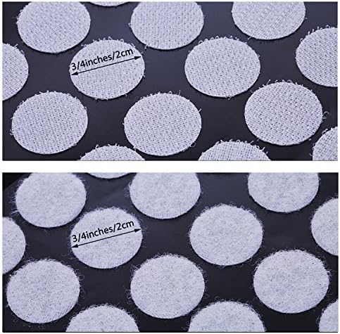 200 Pieces 2 cm Diameter Self-Adhesive Hook and Loop Round Sticky Dots (White)