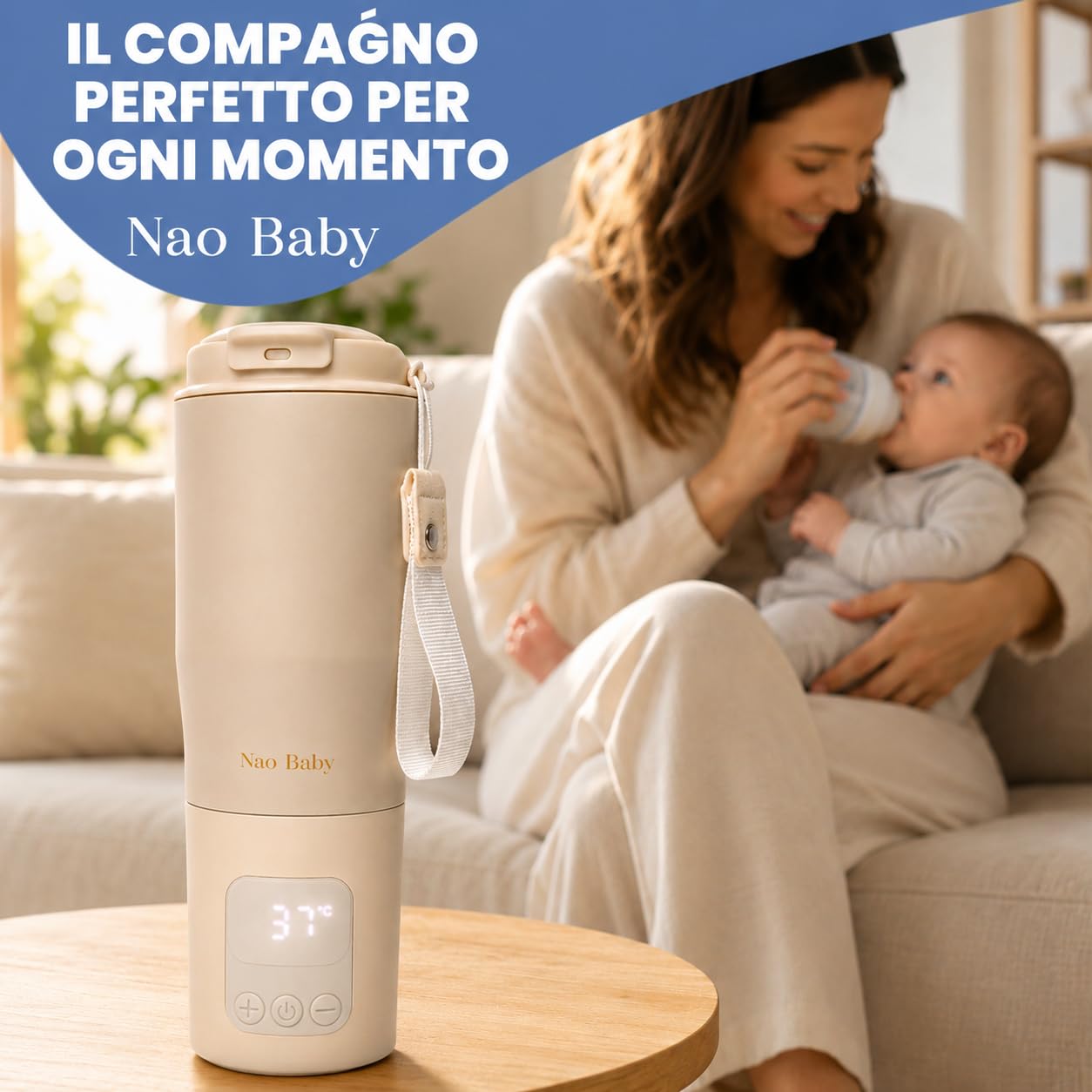 Scaldabiberon Portatile 2 in 1 con Sterilizzatore Biberon e Batteria Lunga Durata | Scalda Biberon Neonato Portatile 350ml con Conservazione 20h | Scaldabiberon Portatile Senza Fili