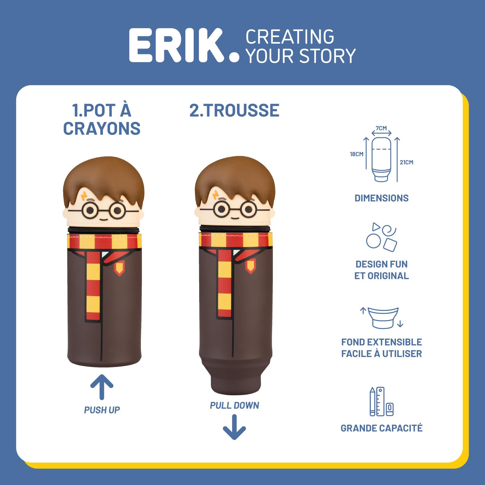 Trousse Harry Potter Silicone Extensible Fournitures Scolaires Grupo Erik