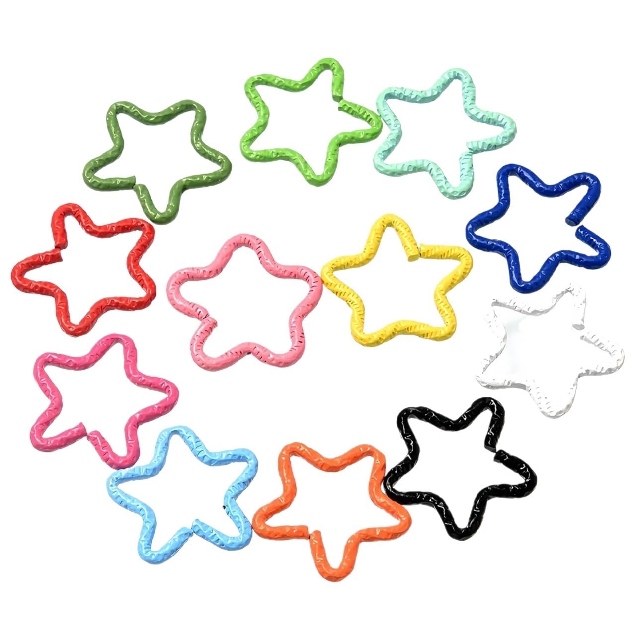 Farbige Binderinge für die Schmuckherstellung, 500 Stück, bunt, gemischte Legierung, geteilte Biegeringe, Sternherz, rund, gedreht, offene einzelne Schlaufen, Ringverbinder für Schmuckherstellung
