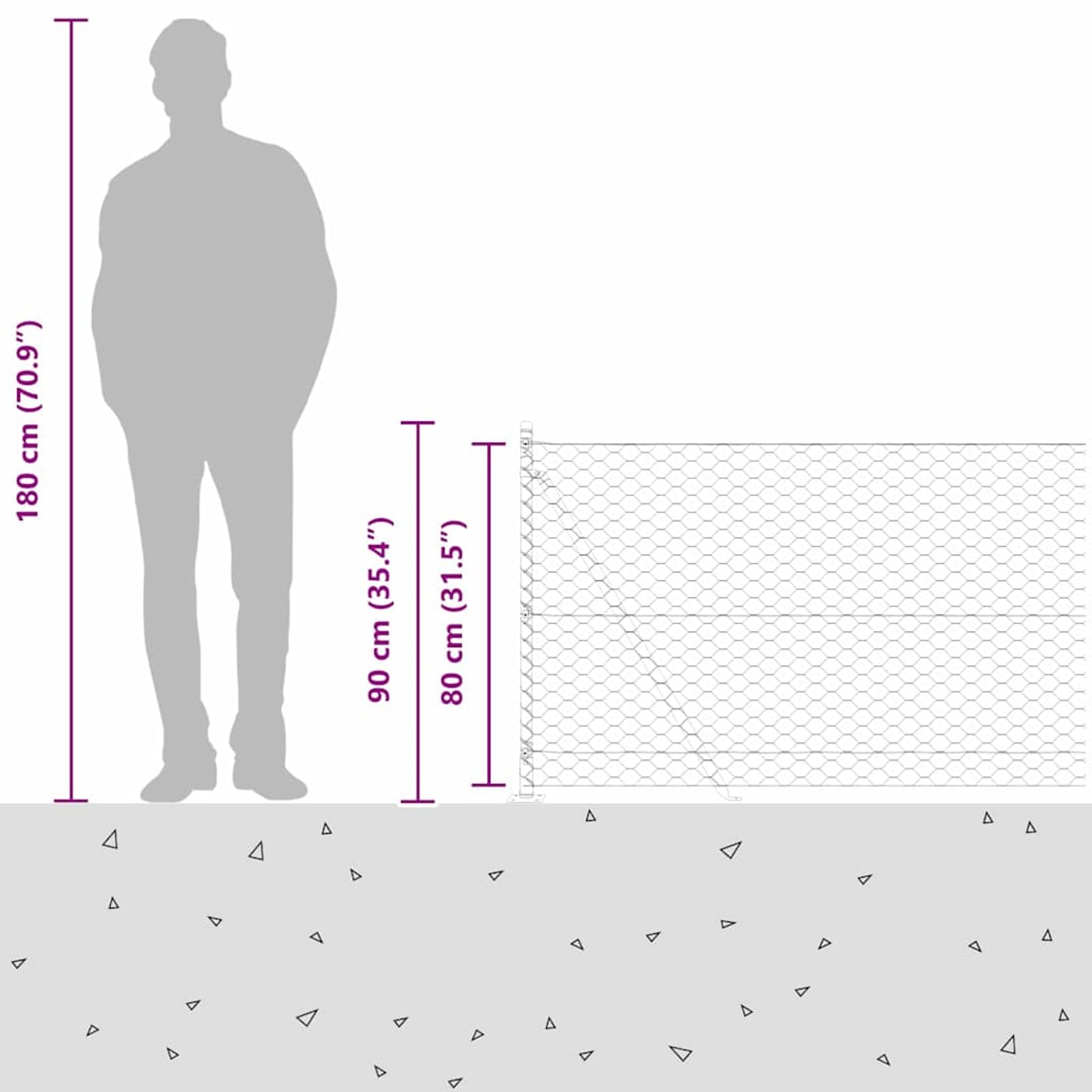 Słupki ogrodzeniowe, zielone – wytrzymały stalowy słupek ogrodzeniowy z PCW, odporny na działanie promieni UV i trwały, 5000 x 3,2 x 80 cm, 1 zestaw z 22 słupkami betonowymi – do bezpiecznego