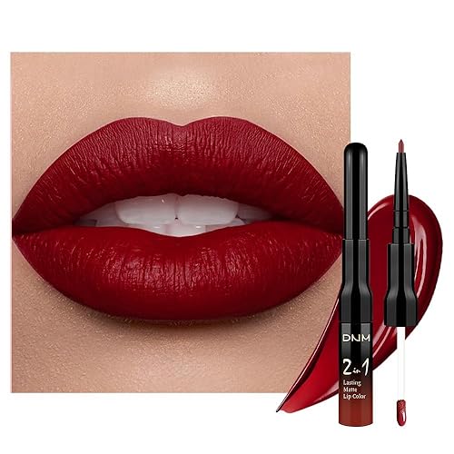 Miniatura 12 de 3 piezas 2 en 1 Set de maquillaje de delineador de labios mate y lápiz labial líquido para mujeres, rojo burdeos, rojo burdeos oscuro, púrpura