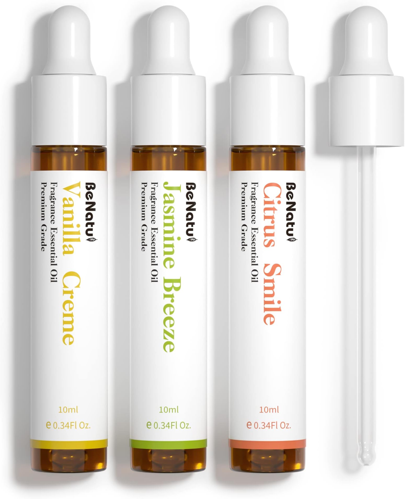 Benatu Fragrance Essential Oils Set for Diffuser (Vanilla, Citrus, Jasmine Scents), Premium Natural Home Perfume Gift for Aromatherapy, Candle, Soap Making, Bath, Room, Car 3 Packs
