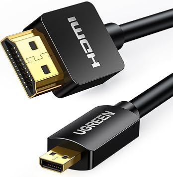 UGREEN Micro HDMI to HDMI Cable Adapter 4K 60Hz Ethernet Audio Return Channel Compatible with GoPro Hero 7/6 Raspberry Pi 5 Retroid Pocket 3+/3 Yoga 3 B500 Camera Video Capture Card 1.6FT